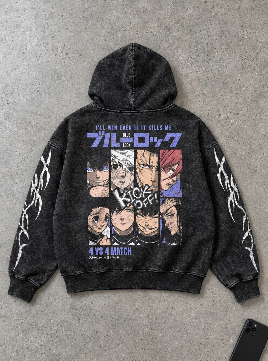 Graffiti Grid – Hoodie – flat-lay | Blue Lock