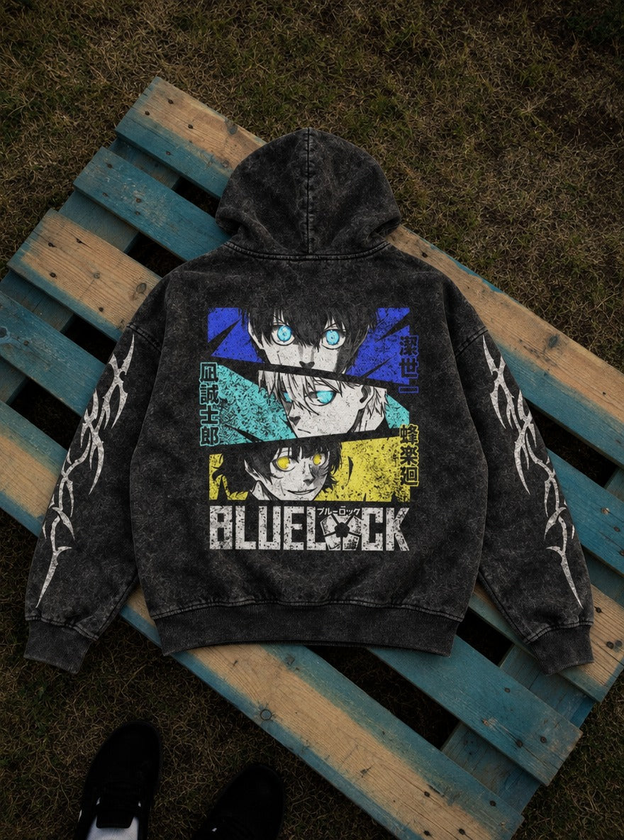 Manga Triad – Hoodie – flat-lay | Blue Lock