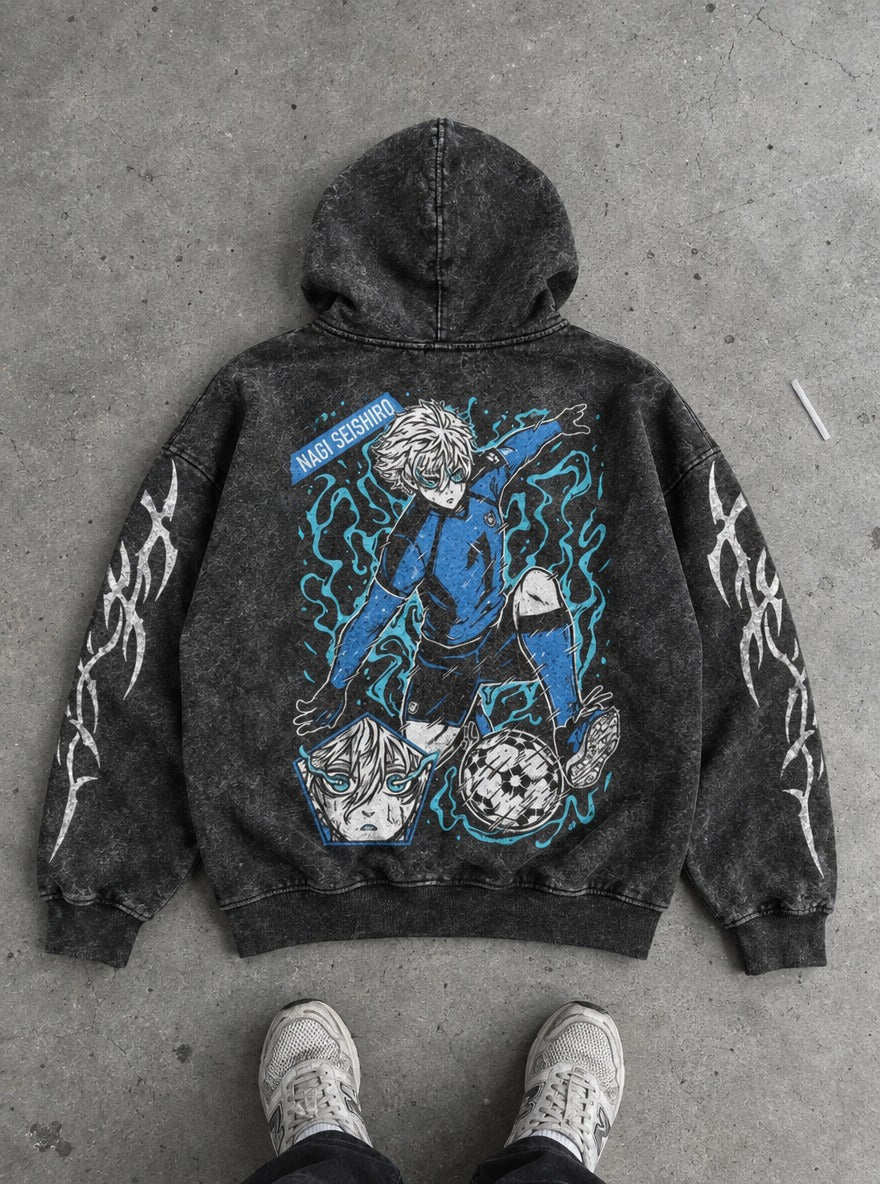 Nagi Strike – Hoodie – flat-lay | Blue Lock