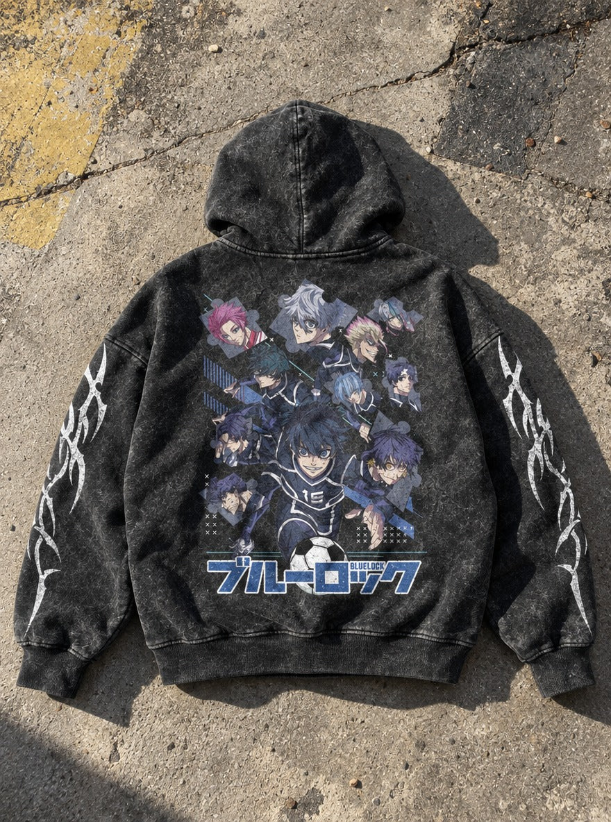 Puzzle Charge – Hoodie – flat-lay | Blue Lock