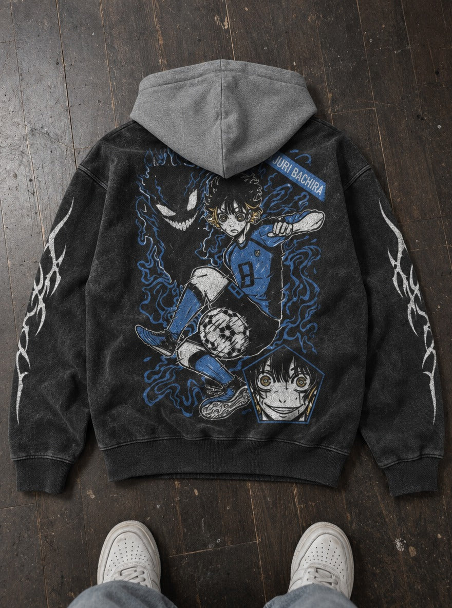 Shadow Tendril – Black & Grey Hoodie – flat-lay | Blue Lock