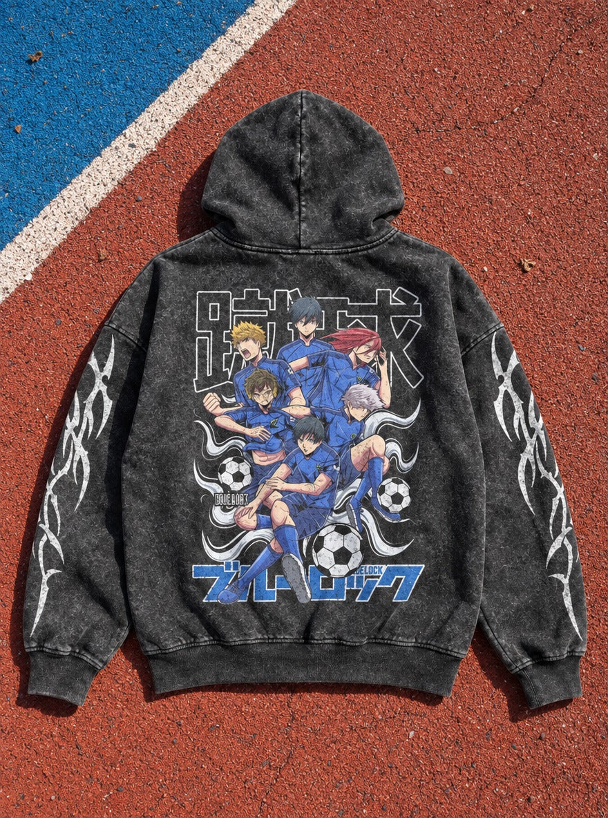 Six Strike – Hoodie – flat-lay | Blue Lock