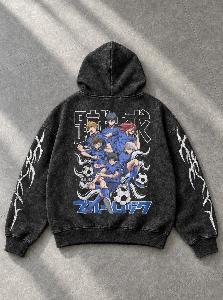 Six Strike – Hoodie – flat-lay | Blue Lock