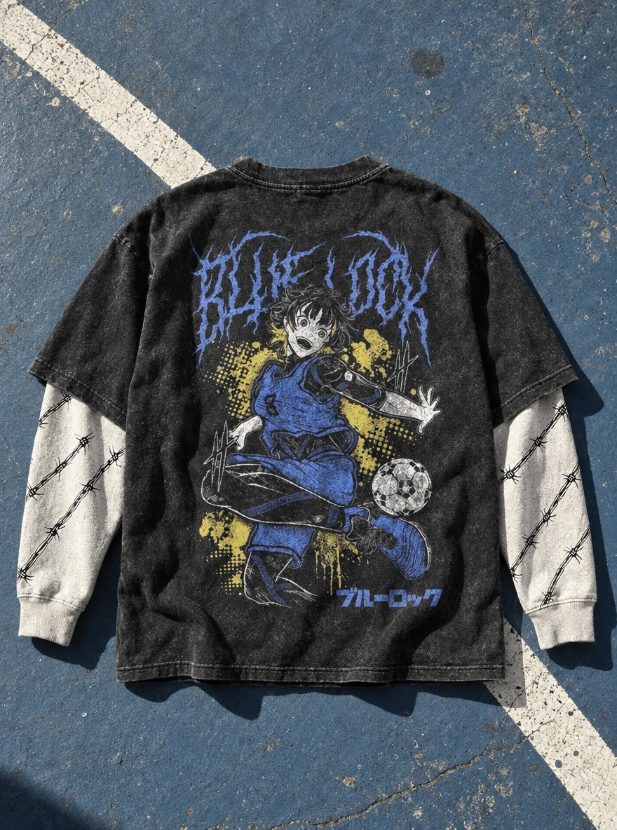 Splatter Kick – Double Sleeves – flat-lay | Blue Lock