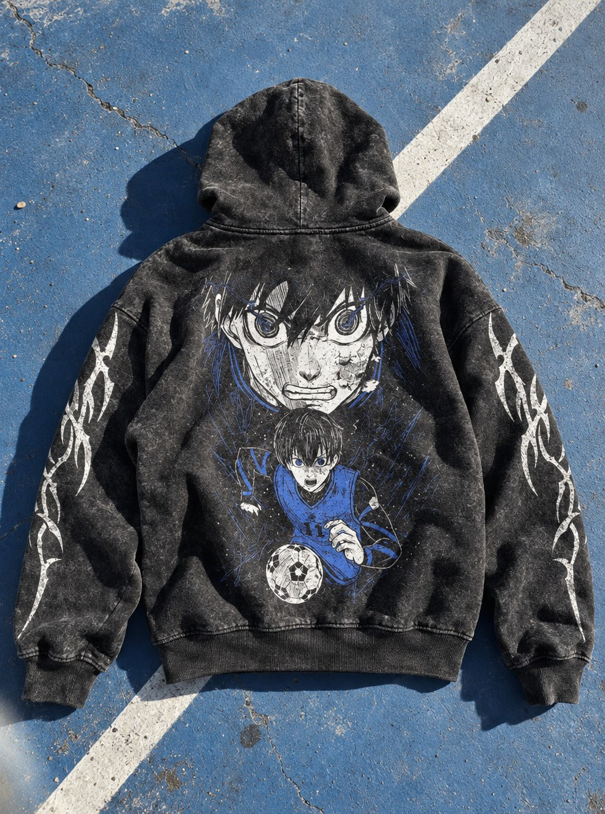 Split Focus – Hoodie – flat-lay | Blue Lock