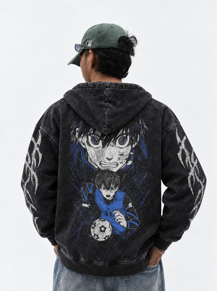 Split Focus – Hoodie – model shot | Blue Lock