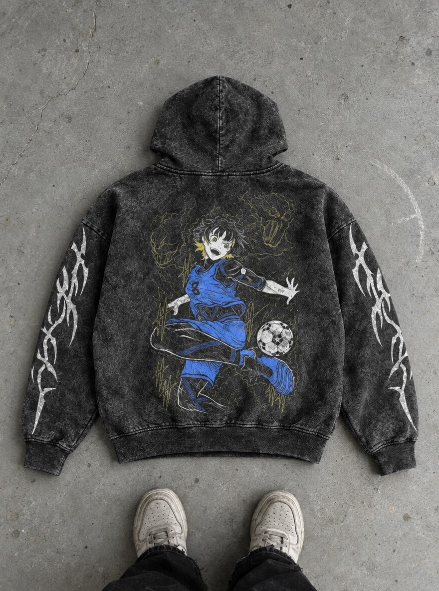 Yellow Flash – Hoodie – flat-lay | Blue Lock