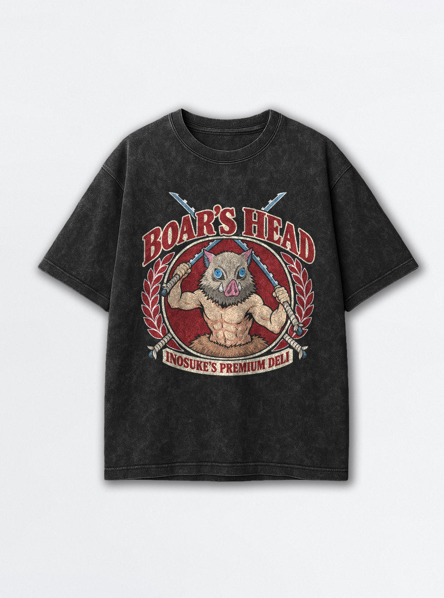 Boar's Head – Black Acid Wash Tee – mockup | Meme Tees