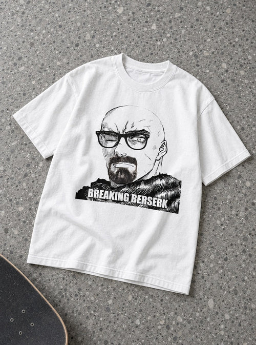Breaking Berserk – White Tee – flat-lay | Meme Tees