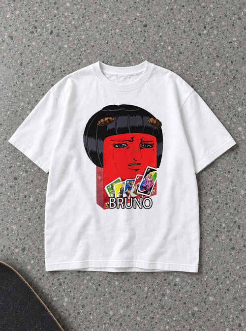 Bruno – White Tee – flat-lay | Meme Tees
