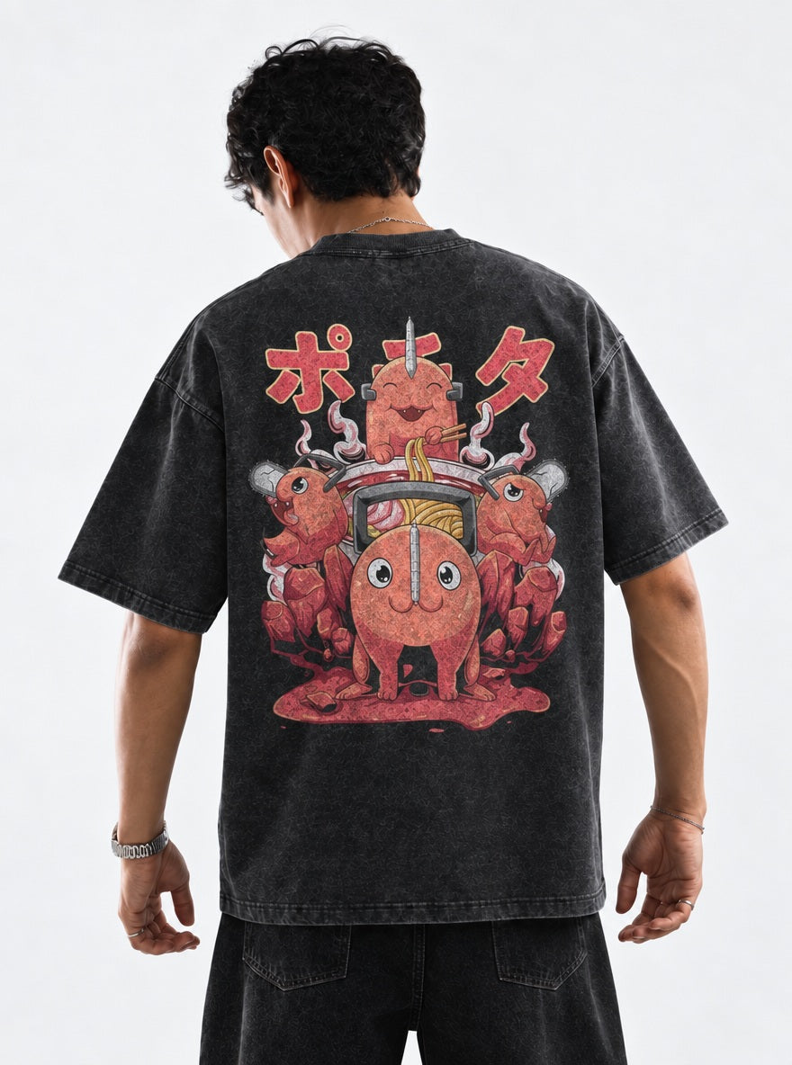 Pochita Noodles – T-Shirt – model shot | Chainsaw Man
