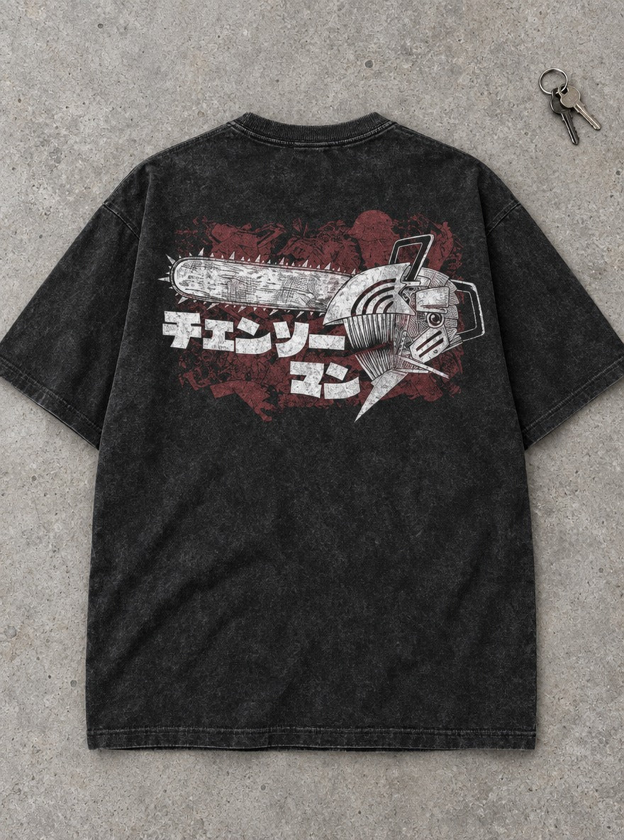 Chainsaw Head Logo – T-Shirt – flat-lay | Chainsaw Man