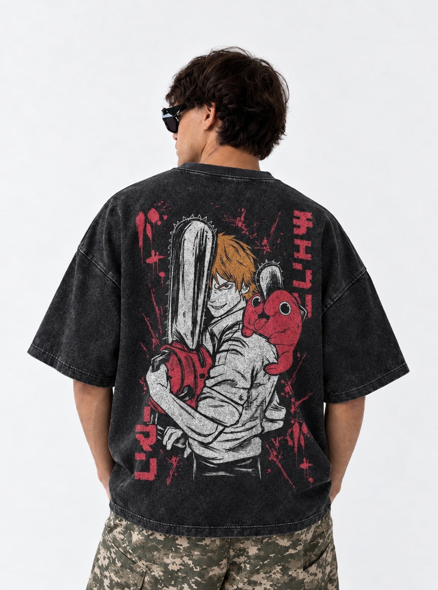 Denji & Pochita – T-Shirt – model shot | Chainsaw Man