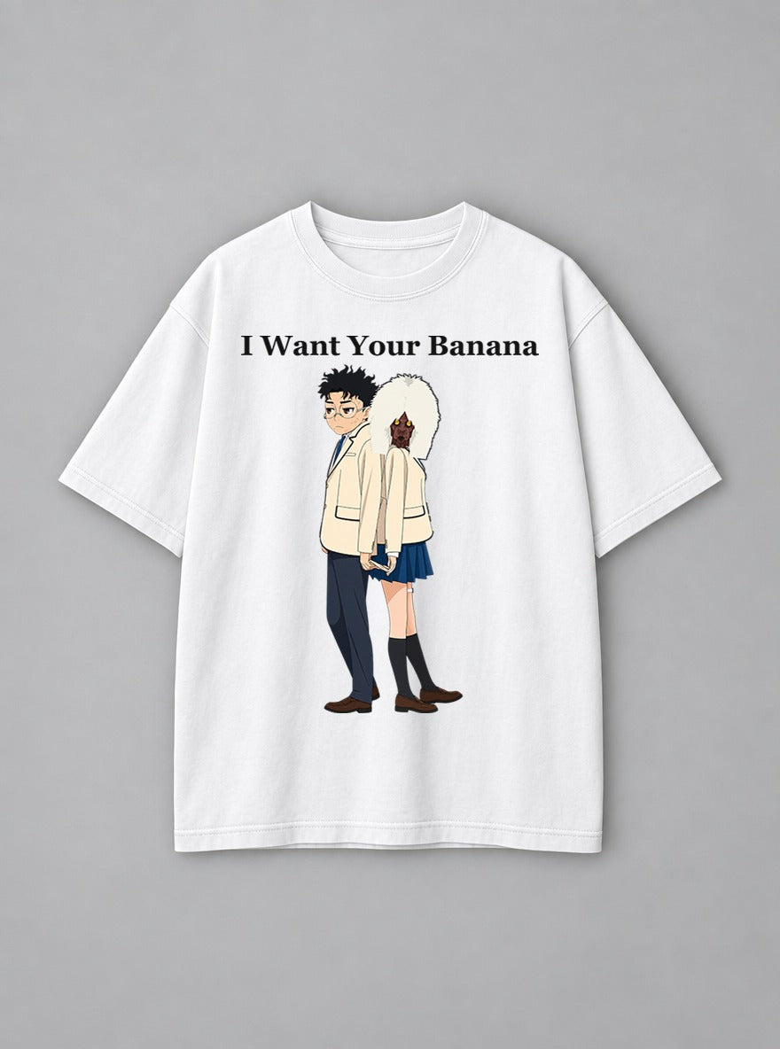 I Want Your Banana – White Tee – mockup | Dandadan