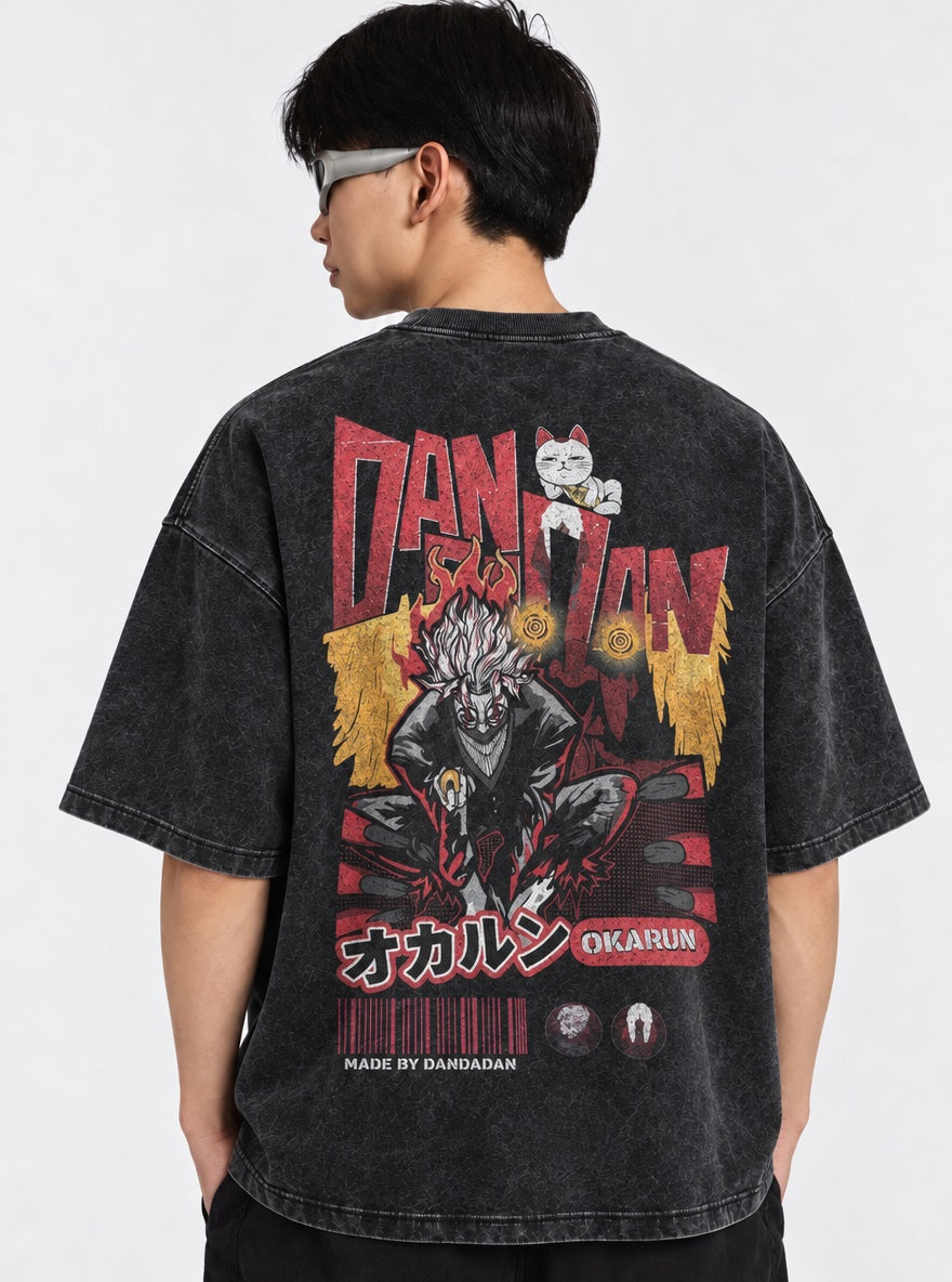 Okarun Flames – T-Shirt – model shot | Dandadan