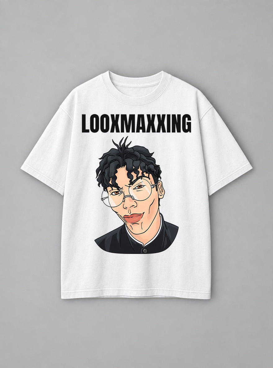 Looxmaxxing – White Tee – mockup | Dandadan