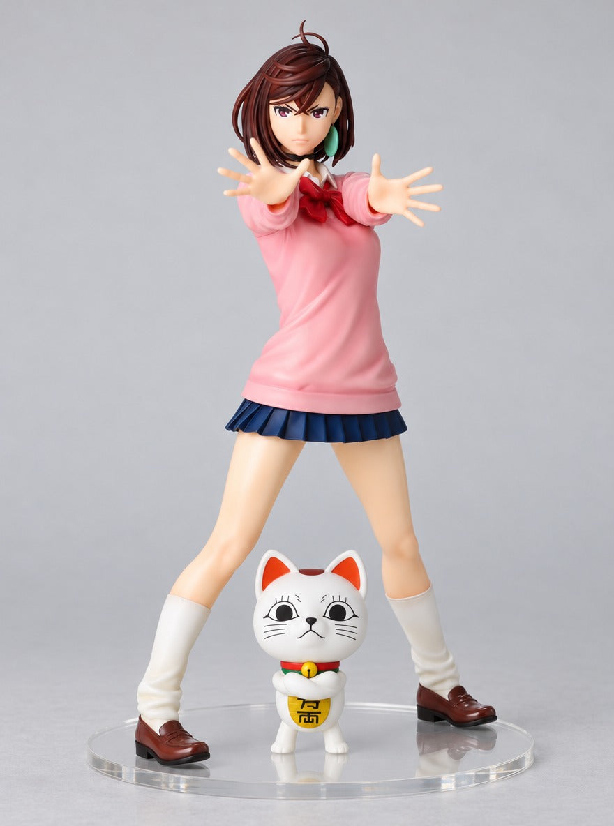 Momo & Lucky Cat Figure – front view | Dandadan