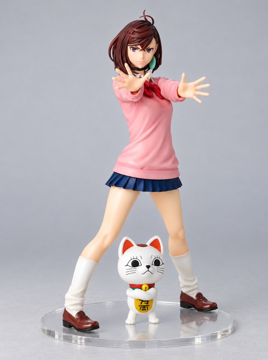 Momo & Lucky Cat Figure – left view | Dandadan