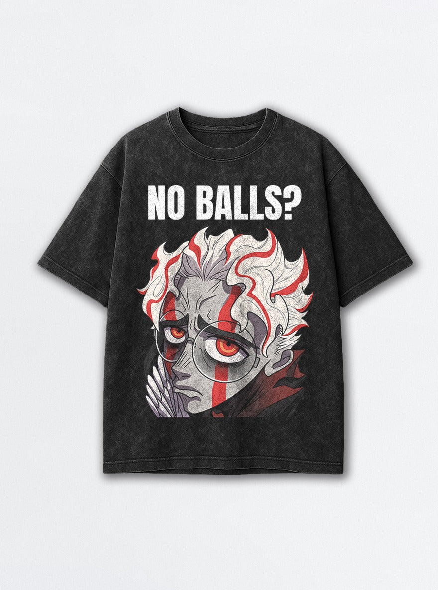 No Balls – Black Acid Wash Tee – mockup | Dandadan