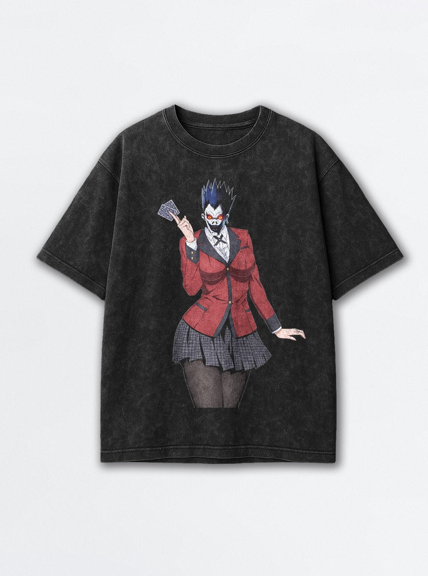 Kakegurui Ryuk – Black Acid Wash Tee – mockup | Death Note