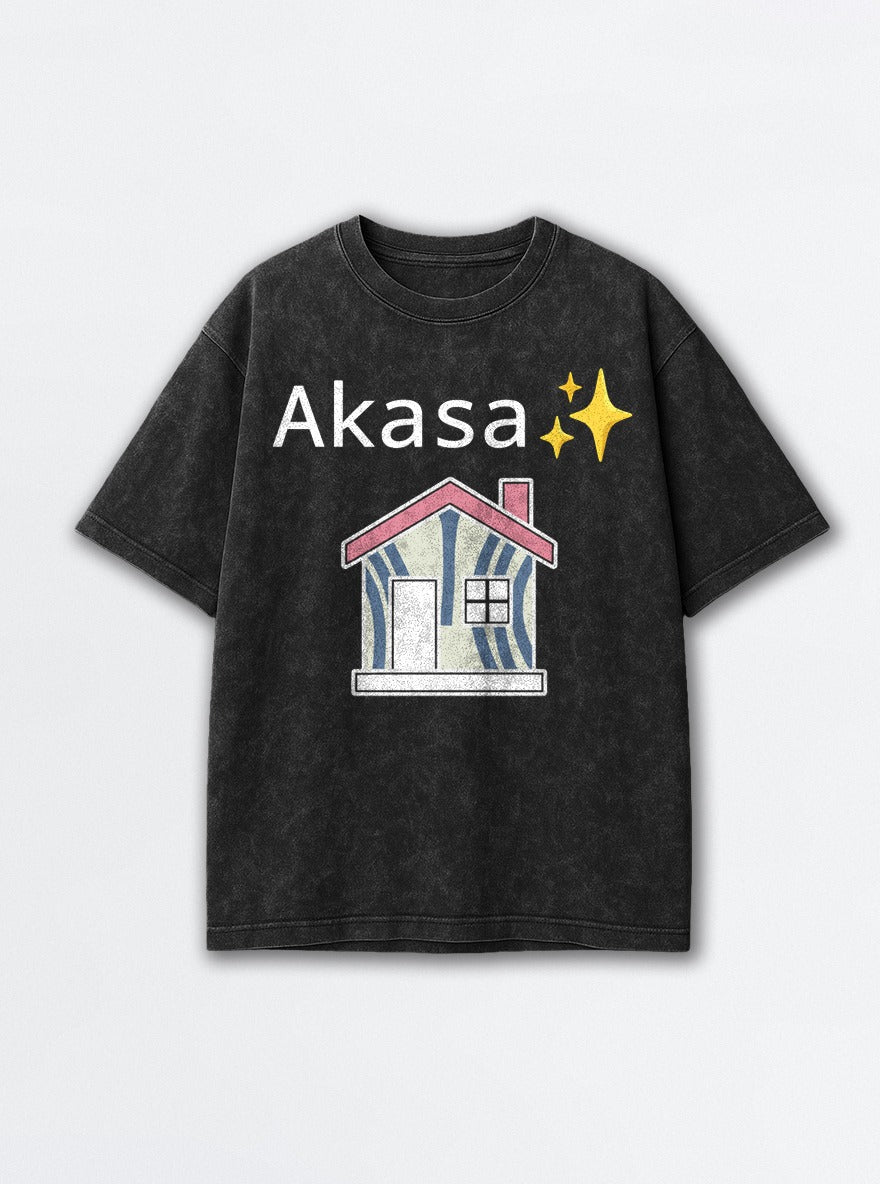 Akasa – Black Acid Wash Tee – mockup | Demon Slayer