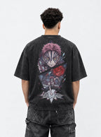 Akaza Crimson – Black T-Shirt – model shot | Demon Slayer