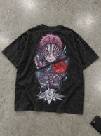 Akaza Crimson – Black T-Shirt – flat-lay | Demon Slayer