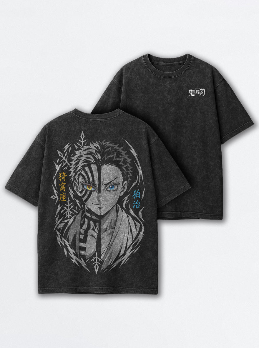 Akaza Duality – Black T-Shirt – mockup | Demon Slayer