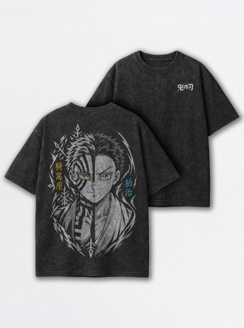 Akaza Duality – Black T-Shirt – mockup | Demon Slayer