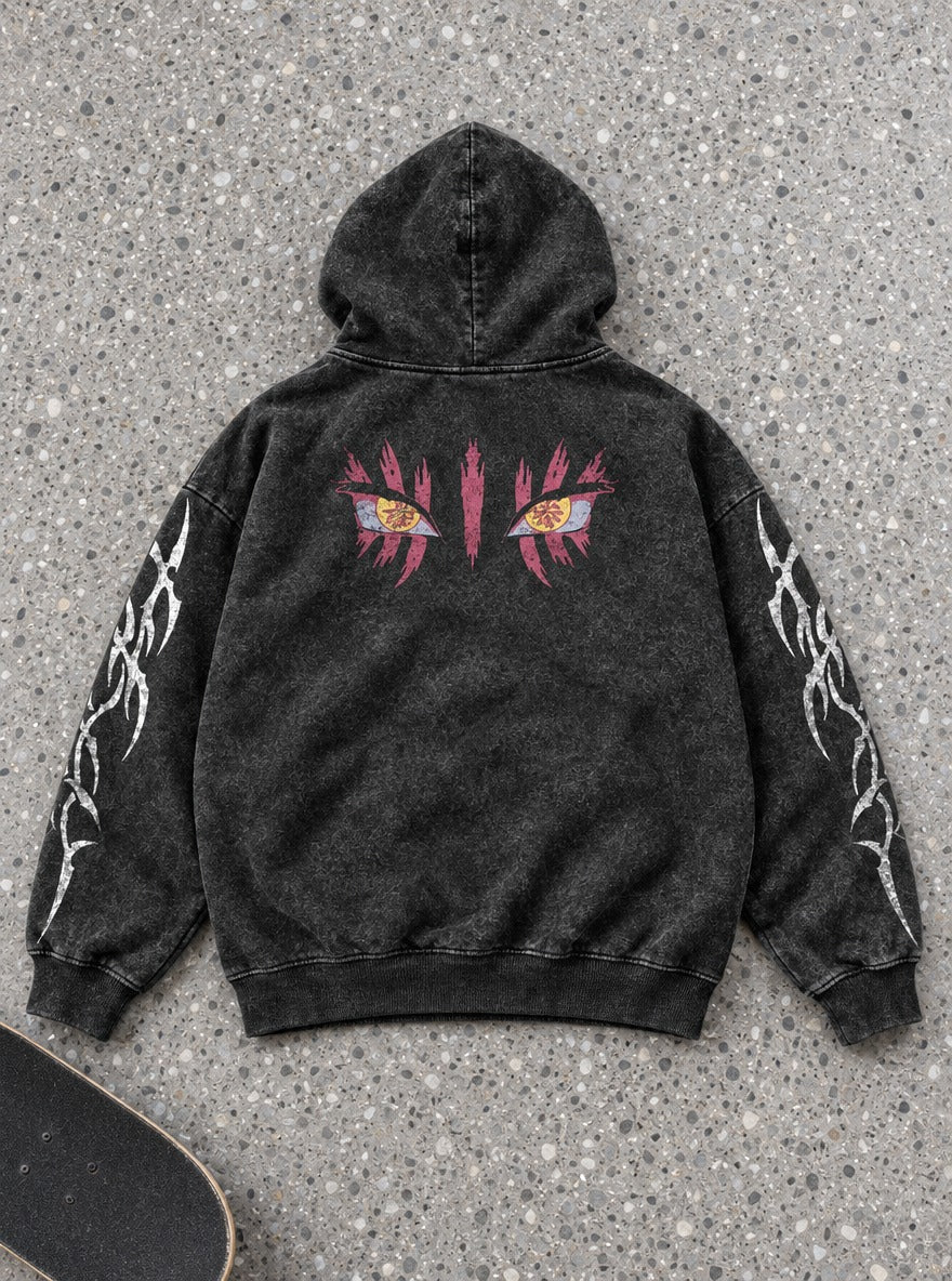 Akaza Eyes – Hoodie – flat-lay | Demon Slayer