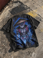 Akaza Hat – Black T-Shirt – flat-lay | Demon Slayer