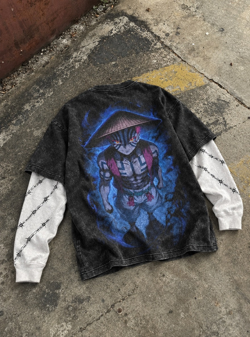 Akaza Hat – Double Sleeves – flat-lay | Demon Slayer