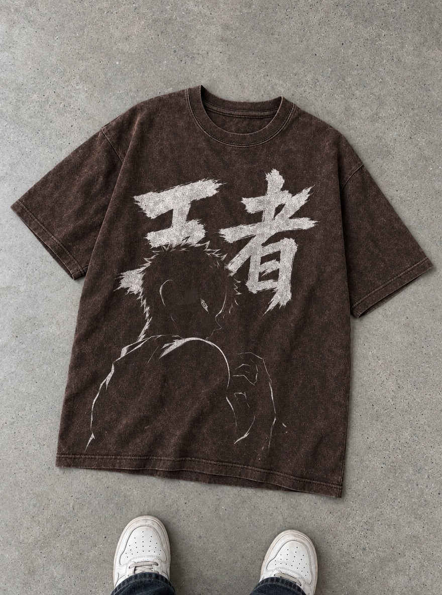 Akaza King – Brown T-Shirt – flat-lay | Demon Slayer