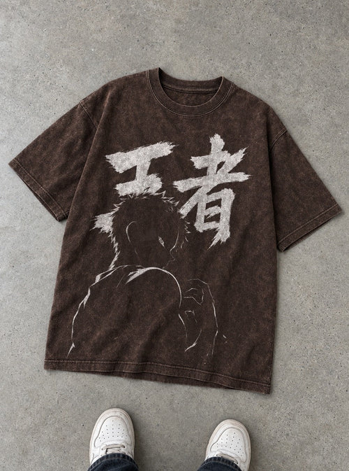 Akaza King – Brown T-Shirt – flat-lay | Demon Slayer