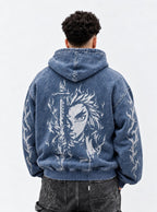 Blue Faded Hoodie – Rengoku Ember – model shot | Demon Slayer