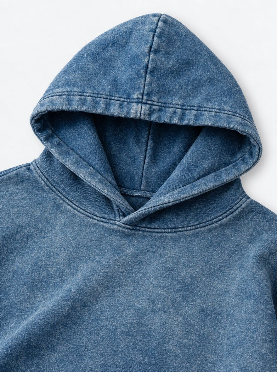 Blue Faded Hoodie – All designs – hood close up | Demon Slayer