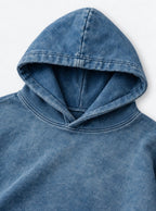 Blue Faded Hoodie – All designs – hood close up | Demon Slayer