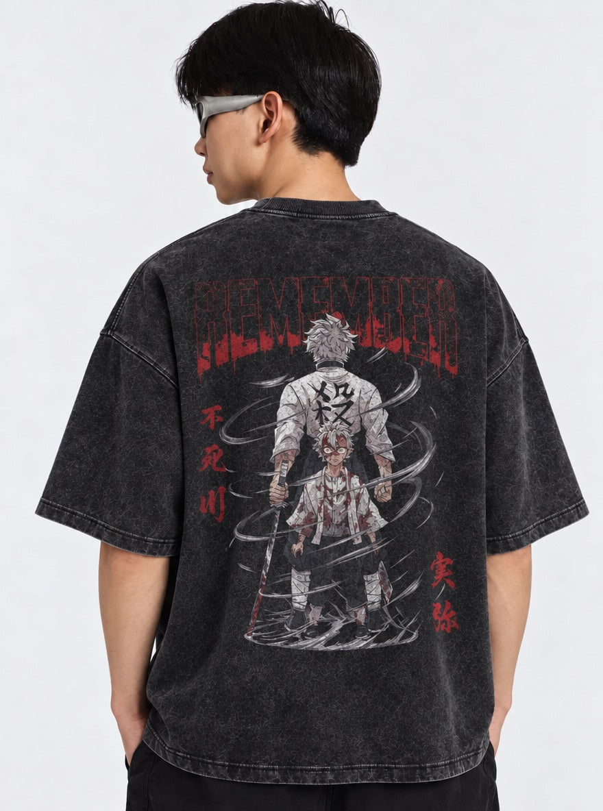 Sanemi Legacy – Black T-Shirt – model shot | Demon Slayer