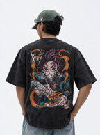 Tanjiro Duo – Black T-Shirt – model shot | Demon Slayer