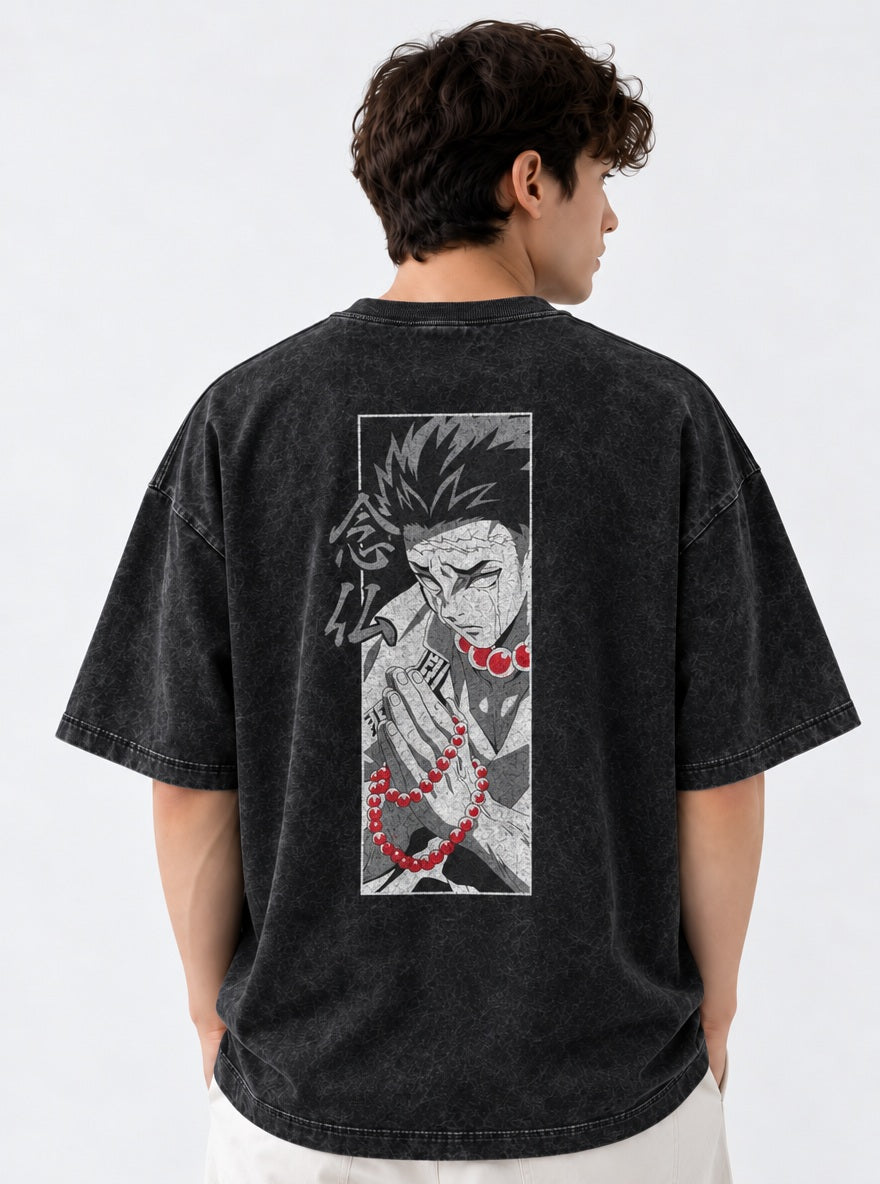 Gyomei Beads – Black T-Shirt – model shot | Demon Slayer