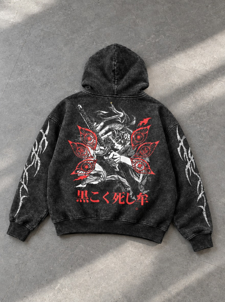 Crimson Gaze – Hoodie – flat-lay | Demon Slayer