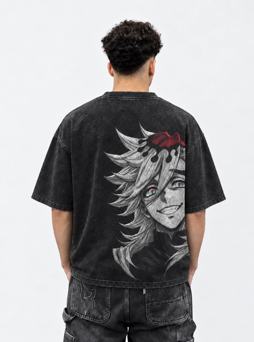 Doma Grin – Black T-Shirt – model shot | Demon Slayer