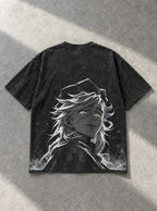 Doma Smile – Black T-Shirt – flat-lay | Demon Slayer