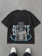 Feral Mask – Black T-Shirt – flat-lay | Demon Slayer
