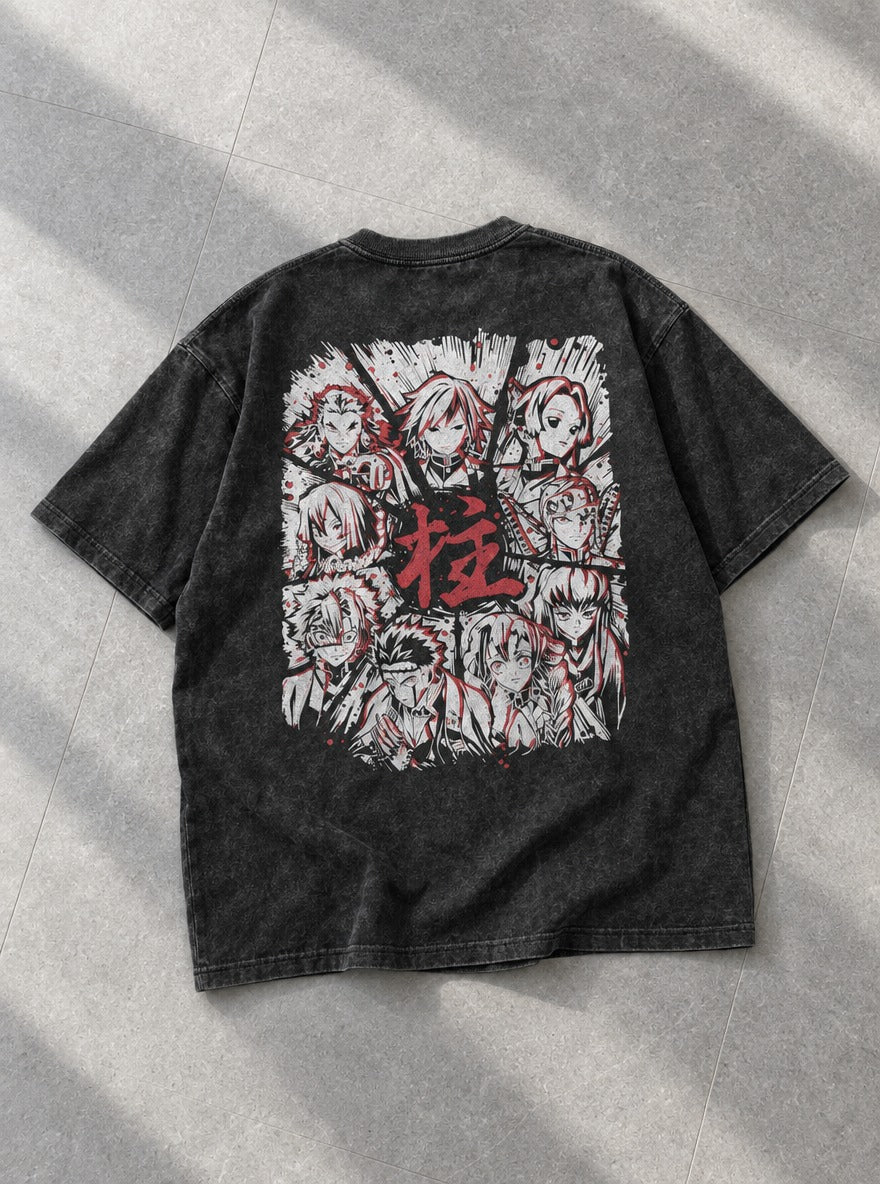 Hashira Group – Black T-Shirt – flat-lay | Demon Slayer