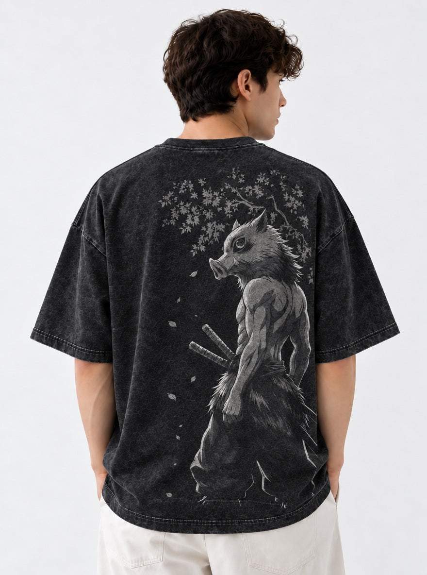Wild Boar – Black T-Shirt – model shot | Demon Slayer