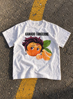 Kamado Tangerine – White Tee – flat-lay | Demon Slayer