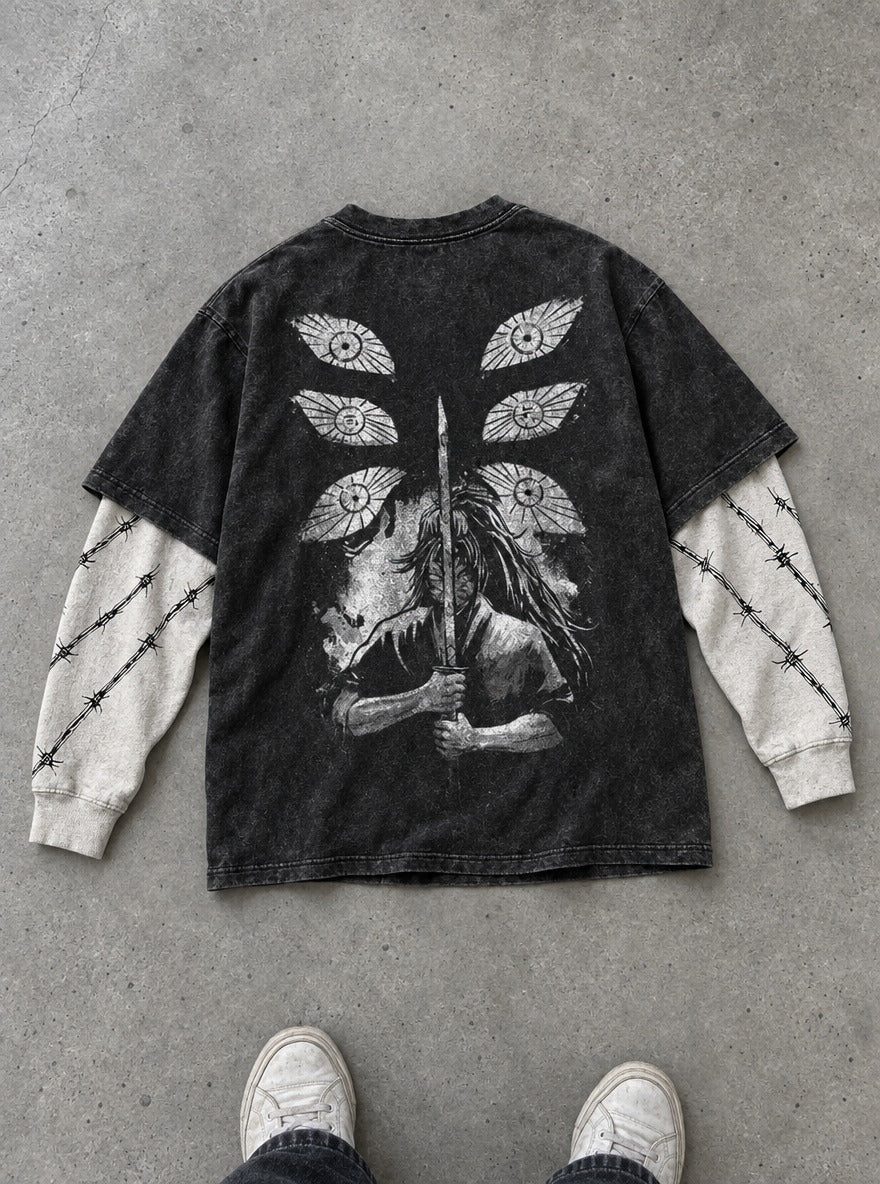 Kokushibo Eclipse – Double Sleeves – flat-lay | Demon Slayer