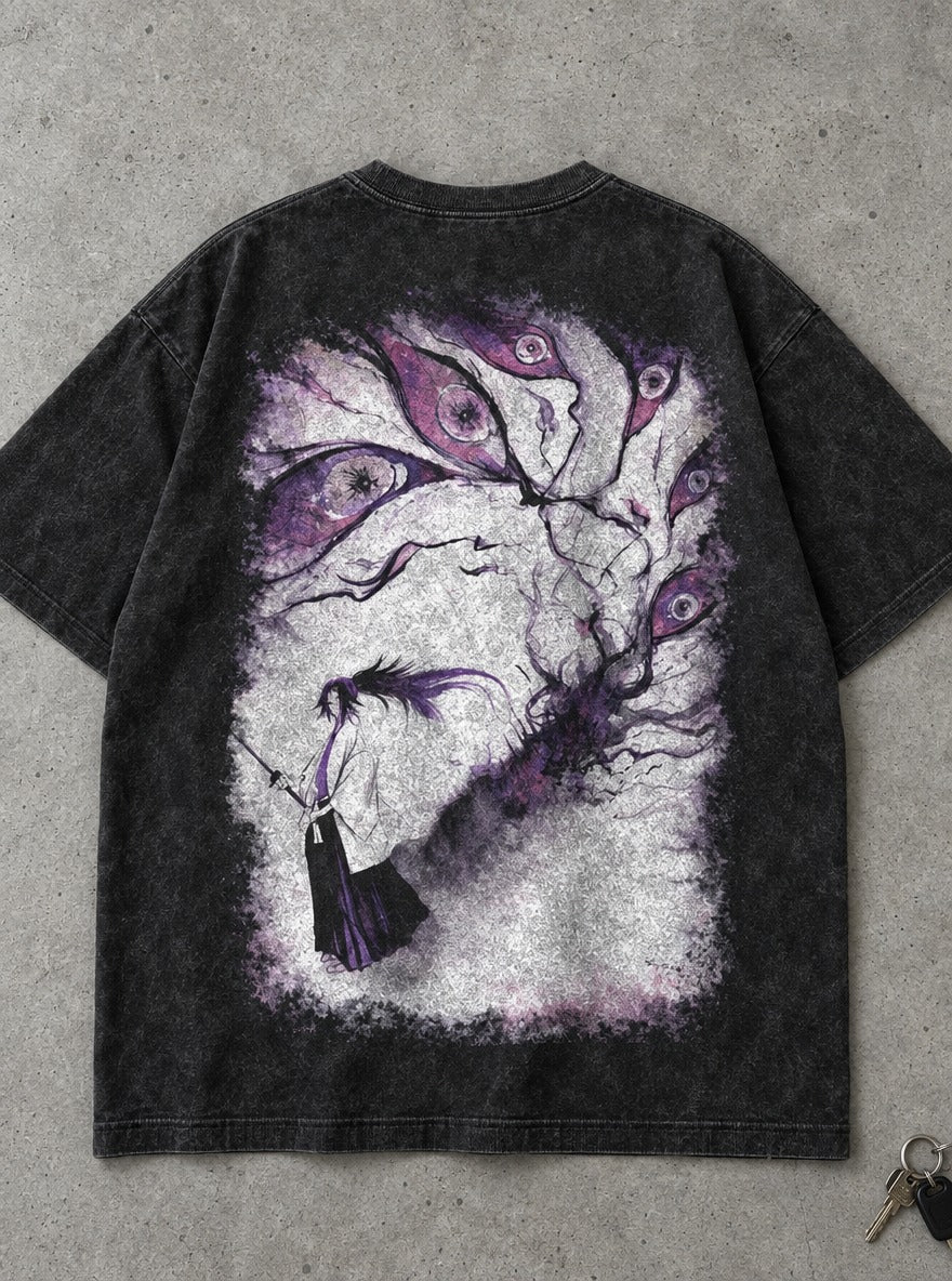 Kokushibo Wrath – Black T-Shirt – flat-lay | Demon Slayer