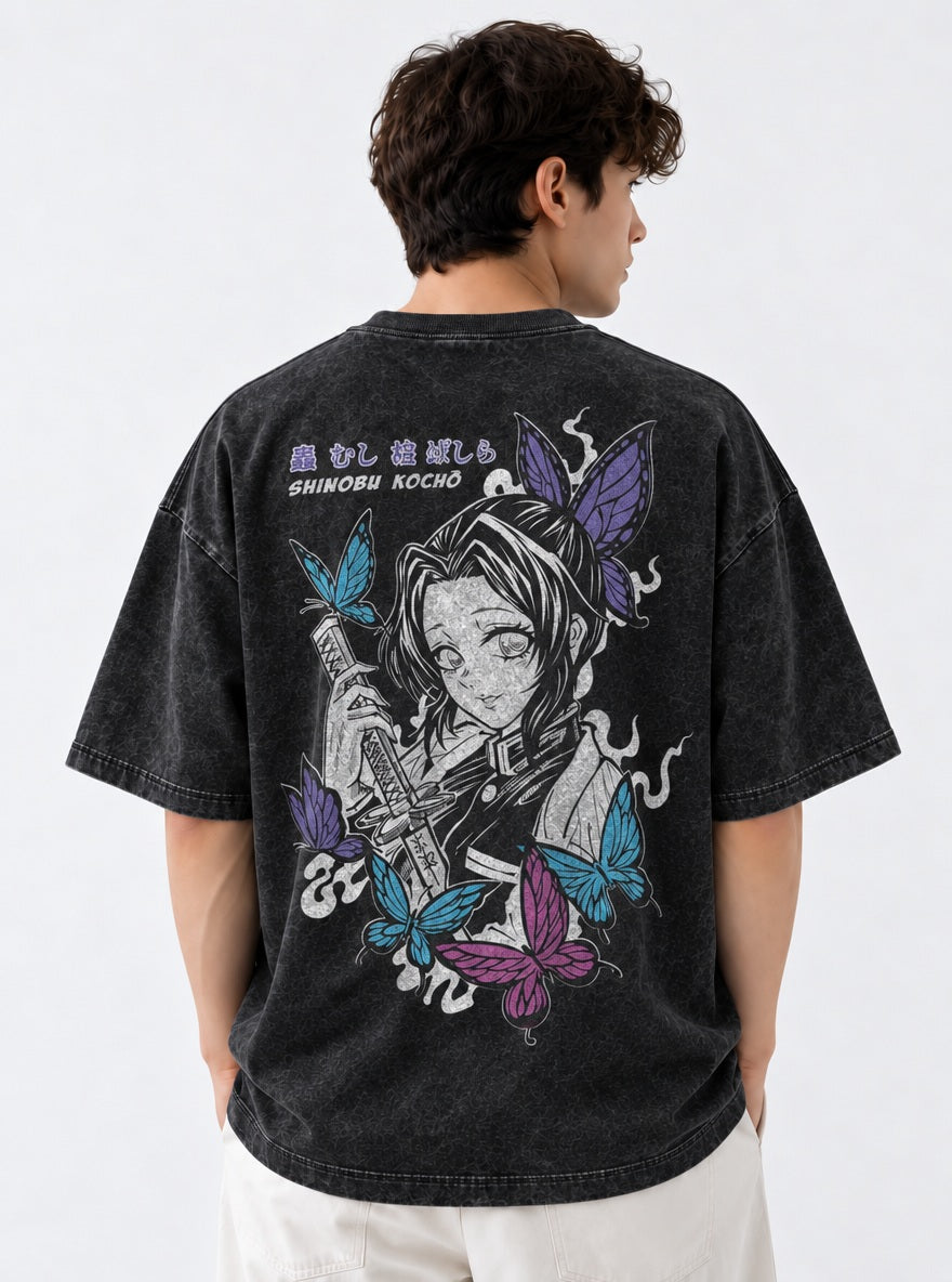 Shinobu Butterfly – Black T-Shirt – model shot | Demon Slayer